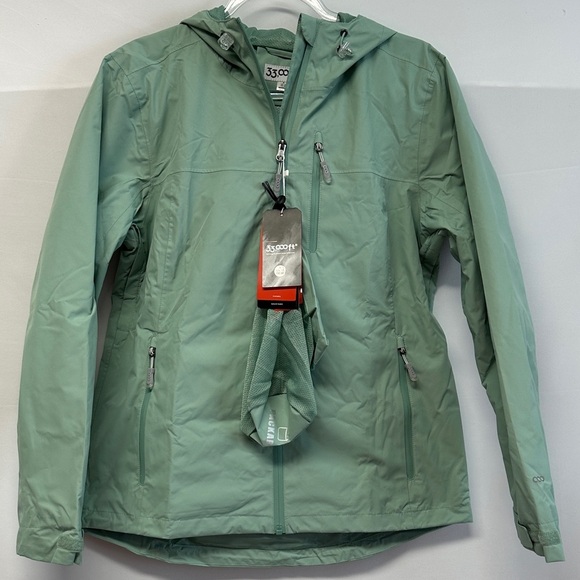 NWT 33,000ft Women's Packable Rain Jacket with 4 Pockets - Picture 2 of 10